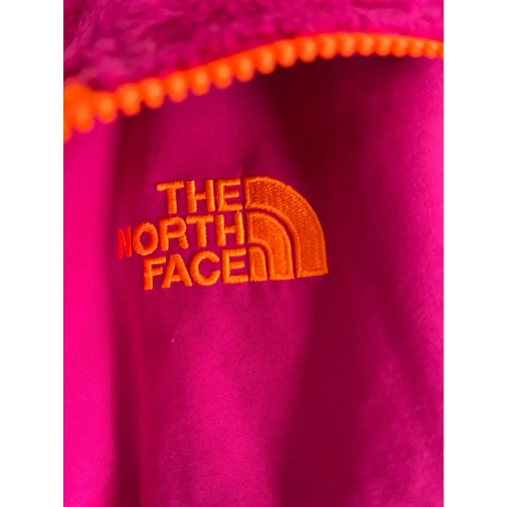 The North Face Girls Denali Fleece Jacket Pink Orange Full Zip Size L 14/16